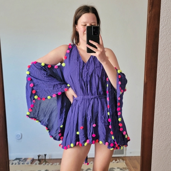 Sundress Dresses & Skirts - Sundress Blue Pom Pom Dress XS Small